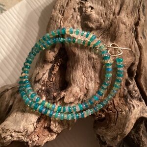 Natural and Paraiba Blue Ethiopian Welo Opal Bead Gemstone Necklace